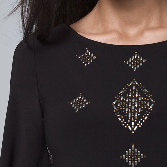 WHBM Embellished Black Knit Shift Dress XXS - Picture 4 of 10